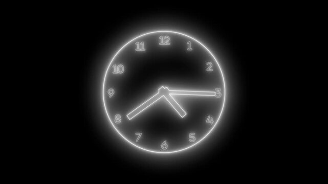 Neon Smooth Analog Countdown Timer Animation for Productivity Concepts