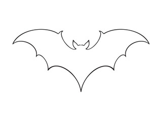 Fototapeta premium Halloween flaying bat line art on white background. Bat outline illustration design.