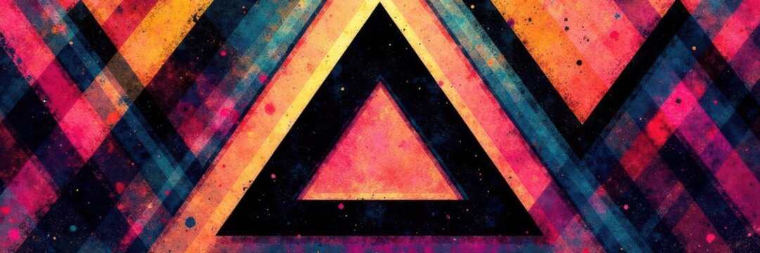 Grunge zigzag triangles, dots, labyrinth  Bold ink, seamless vector , bold, pattern, zigzag