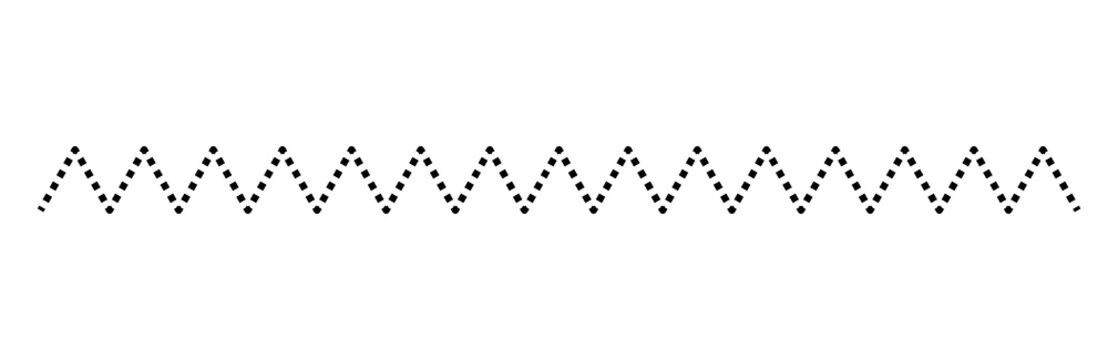 Minimalist Black Dashed Zigzag Line Uniform Geometric Wave Isolated on Transparent Background
