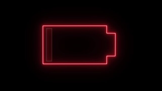 A low battery indicator with a red neon glowing outline.