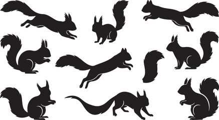 Obraz premium black silhouettes of squirrels in various poses for design