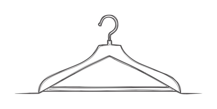 Of a single dark grey clothes hanger a white garment hook wood