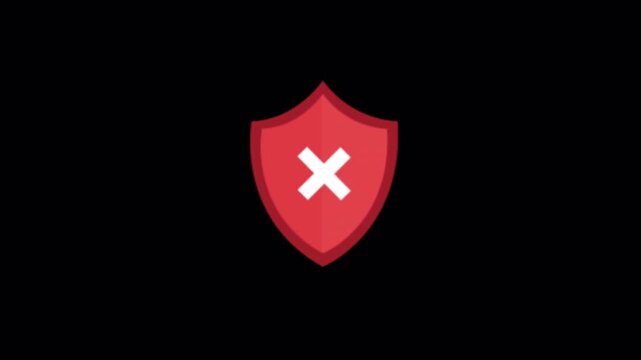 Red Shield with Cross Icon. Ad Block Concept Animation Video - Transparent