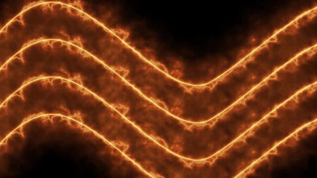 Abstract Wavy Fire Speedlines Background. Flickering Orange Neon Flame Wave VJ Loop Hot Burning Smoke Motion Graphics
