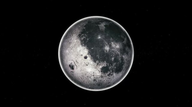 Detailed moon isolated on a black space background with visible craters and surface texture