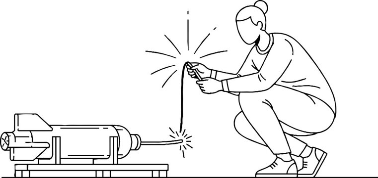 Welder performing industrial metalwork with sparks.
