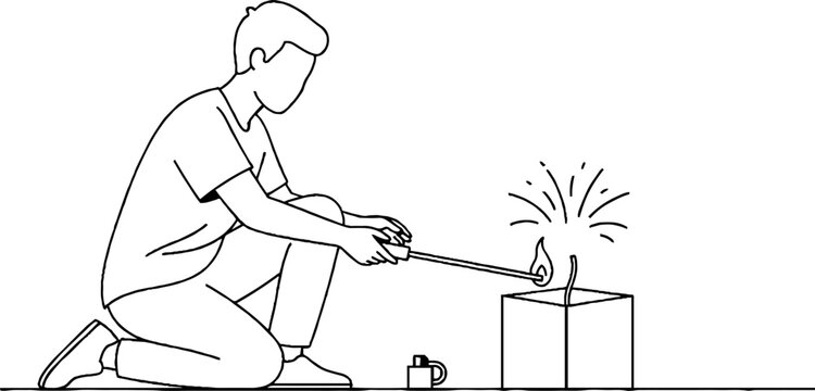 Man using hammer on anvil creating sparks.