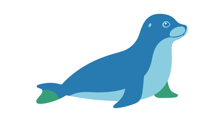 Cute Blue Seal Cartoon Character, Adorable Marine Animal Illustration © Wismilak