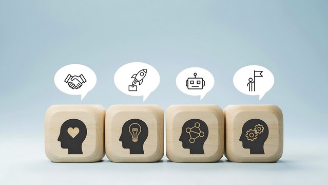 3D Render of Wooden Blocks Spelling TQM for Total Quality Management Business Strategy Concept