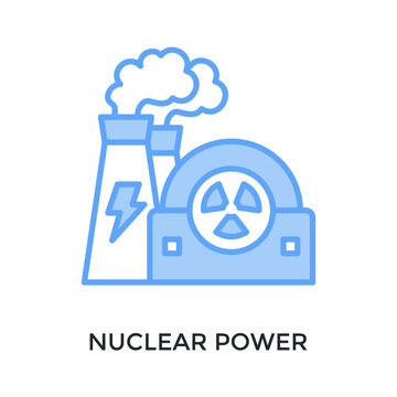 Nuclear Power Icon Lineal Blue Style. Vector Illustration For Graphic Design