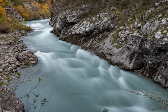 Verdon River crossing Verdon Gorge, blurred motion