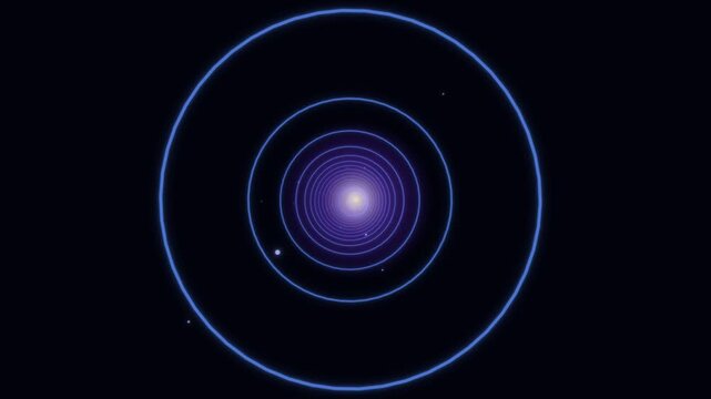 Spiral circles in space with points of light