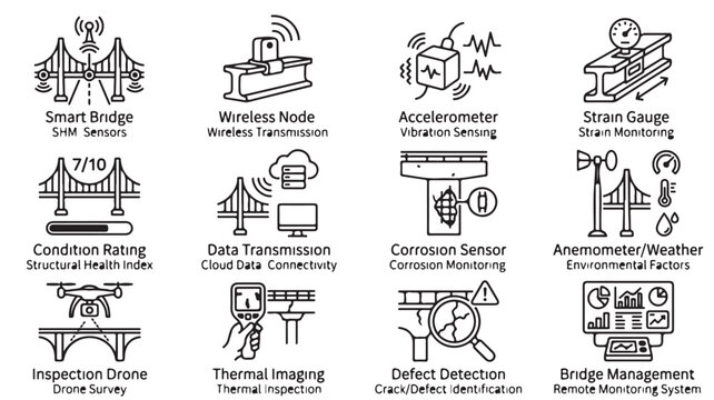 Smart Bridge Condition Rating with various sensors and inspection drone for bridge management in environmental weather