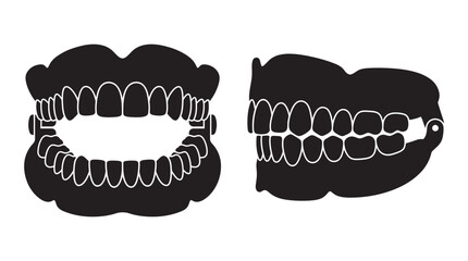 Dental arches with teeth black silhouette dentition © MDAbdul
