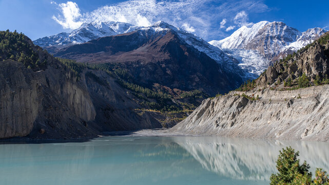 Gangapurna Lake and Gangapurna Glacier below Gangapurna Peak, Annapurna Circuit, Nepal