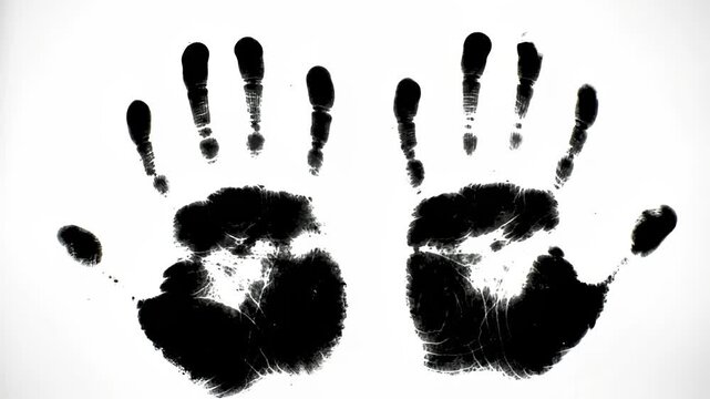 Black handprints isolated on white background