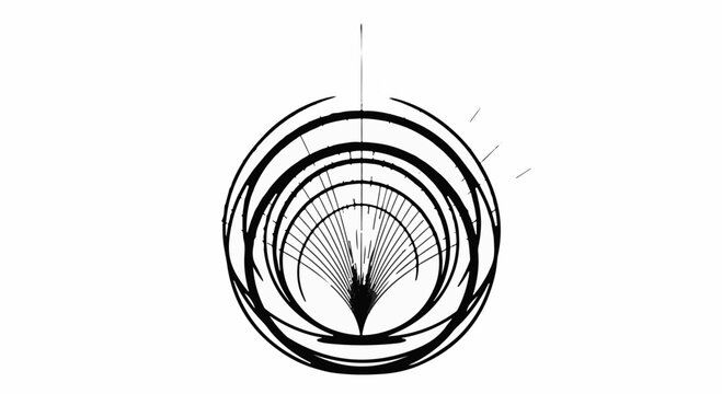 Abstract geometric circular design with radiating lines and concentric rings, evoking a sense of enlightenment or cosmic energy.
