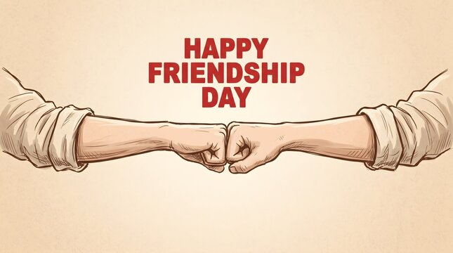 Celebrating international friendship day two hands fist bump illustration for social media and greeting cards