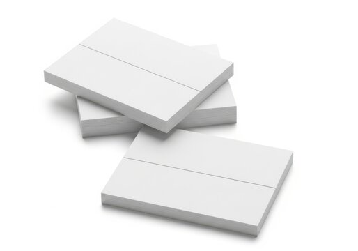 Stack of blank notecards on white background