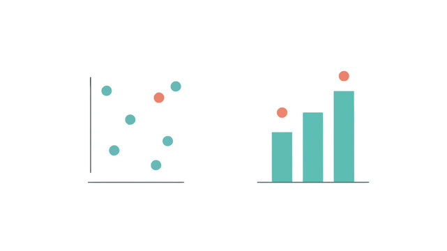 Data visualization vector set featuring a scatter plot and a bar chart for business analytics and statistics