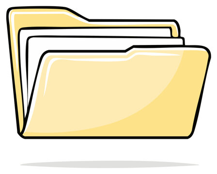 Yellow File Folder with Papers for Organization and Storage
