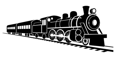 Classic steam train locomotive silhouette vector for transport design projects © Arjun