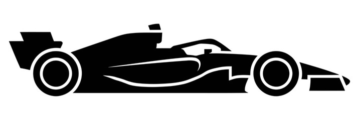 Naklejka premium Formula one race car side view vector graphic, fast motorsport vehicle silhouette design