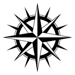 Fototapeta premium Classic nautical compass rose vector icon for navigation and travel map design elements