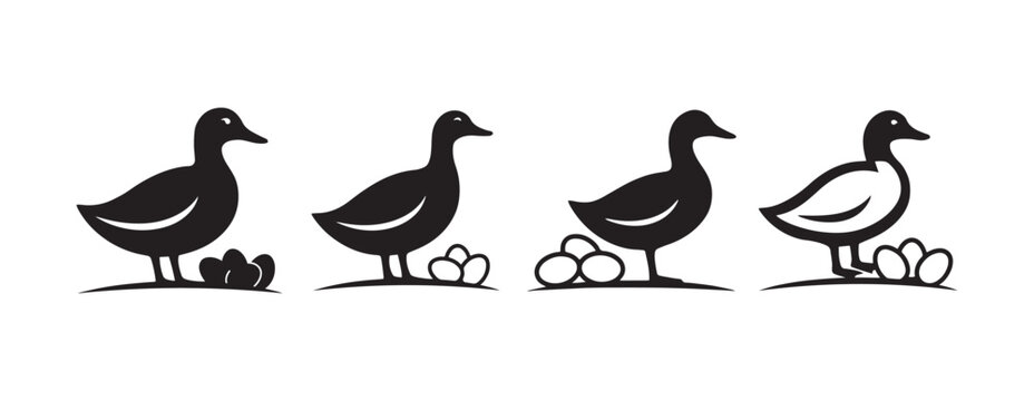 Minimalist Duck Parade Line Drawing