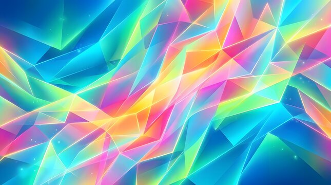 Abstract Vibrant Geometric Background with Colorful Low Poly Gradient Triangles and Futuristic Digital Art Elements