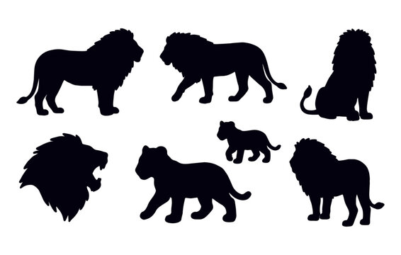 Big Cat Lion Tiger Silhouette Set
