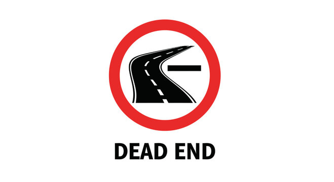 Dead End Street Sign with Red Circle Warning Symbol