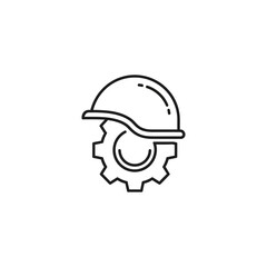 Fototapeta premium Industrial engineering icon with safety helmet and gear wheel