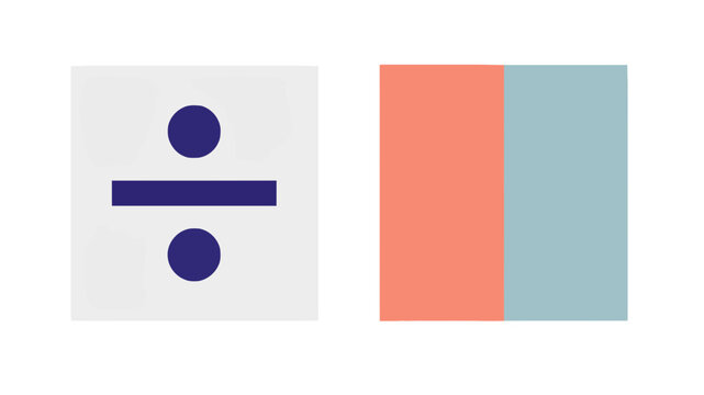 Mathematical Division Symbol and Split Color Block Vector Graphic