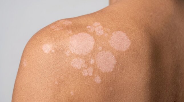 Close up of tinea versicolor or pityriasis rosea fungal infection on back