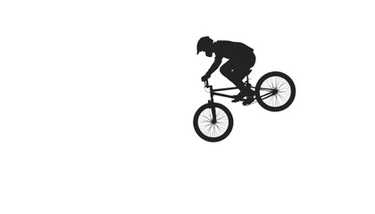 Obraz premium Bicyclist executes a stunt jump in the air to showcase professional extreme sports skill and agility.