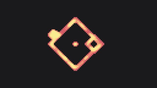 square burst explosion effect loop animation in pixel art style with black screen background