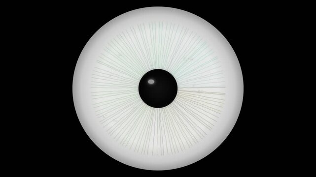 Close view of an eye with a black pupil and radial lines