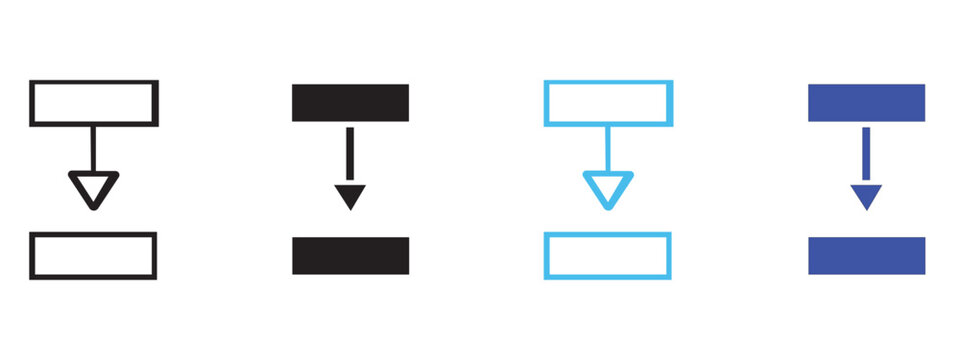 Process flow diagram icons with boxes and directional arrows, flowchart