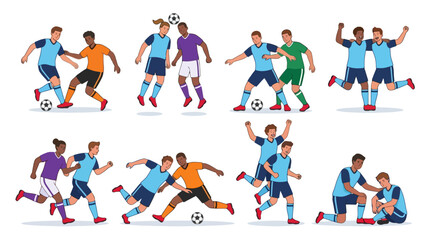 Fototapeta premium Set of soccer players in action poses playing football match. EPS Editable