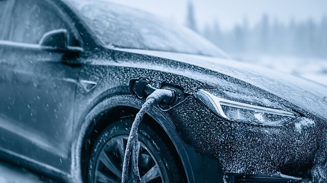 Electric vehicle charging in winter snowy conditions