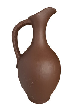Brown Ceramic Pitcher with Single Handle