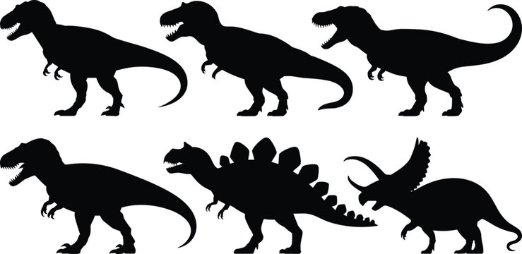 Dinosaur Silhouette Collection with Tyrannosaurus Stegosaurus and Triceratops Prehistoric Animals