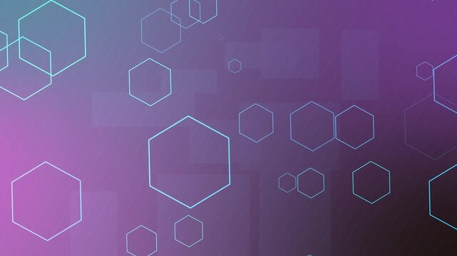 Abstract gradient background with glowing hexagon line shapes and soft digital network pattern animation