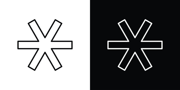 Asterisk icon logo design in editable line strokes