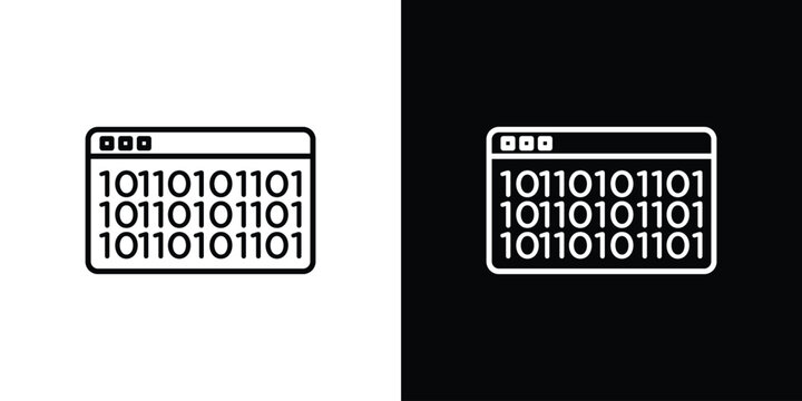 Binary code icon logo design in editable line strokes