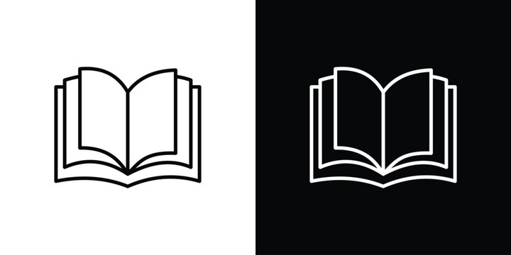 Book icon logo design in editable line strokes