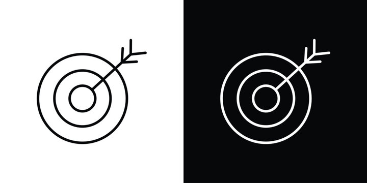 Bullseye icon logo design in editable line strokes