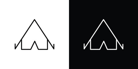 Camping icon logo design in editable line strokes © Ch